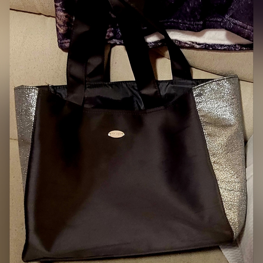COACH Fragrance Tote Bag Black & Silver Shimmer Glitter
